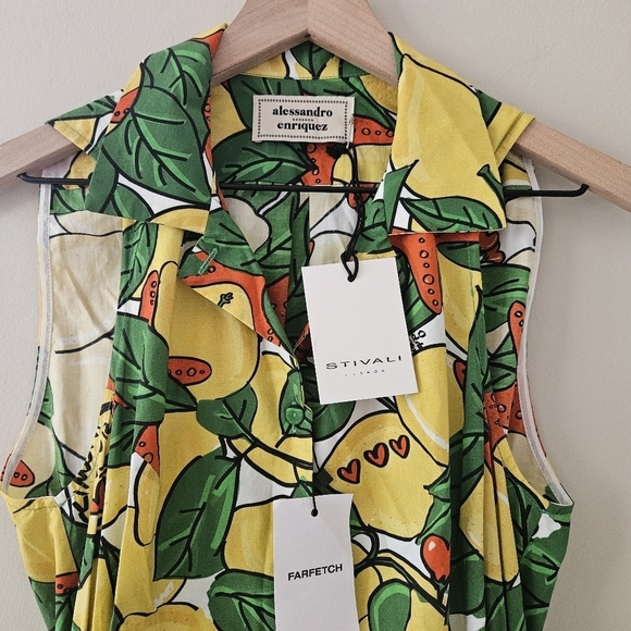 Alessandro Enriquez Lemon Print Fit and Flare Dress IT 42 NWT - Picture 3 of 14